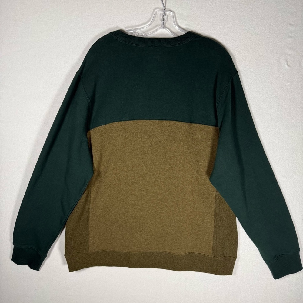 LL Bean Men Slightly Fitted Colorblock Crewneck Sweatshirt Green Brown XL 509939 - Picture 8 of 8